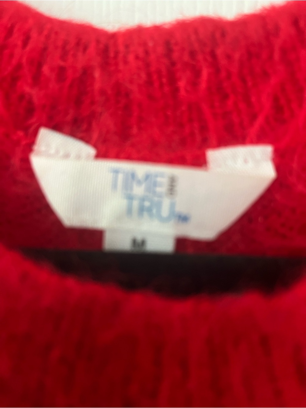 Time and Tru Red Fair Isle Crewneck Sweater with Multicolor Yoke - Picture 2 of 6